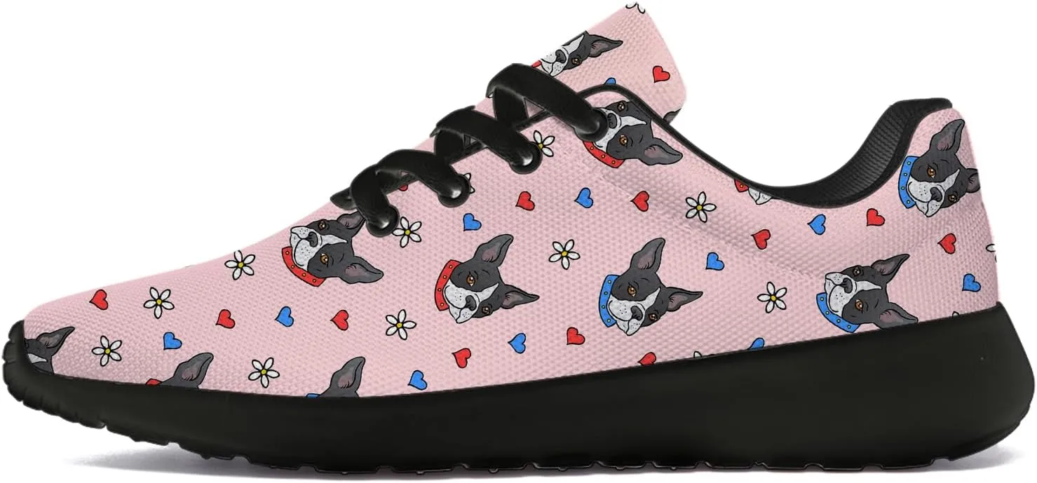 Boston Terrier Print Running Shoes for Women Men Tennis Walking 3D Print Sneakers Gifts for Mom Dad