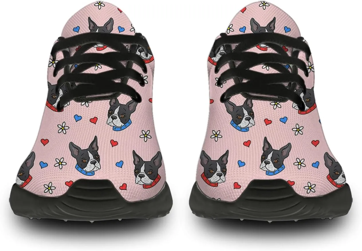 Boston Terrier Print Running Shoes for Women Men Tennis Walking 3D Print Sneakers Gifts for Mom Dad