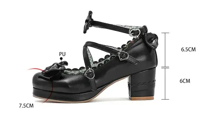 Bows Cross Strap Block Heel Mary Jane Pumps