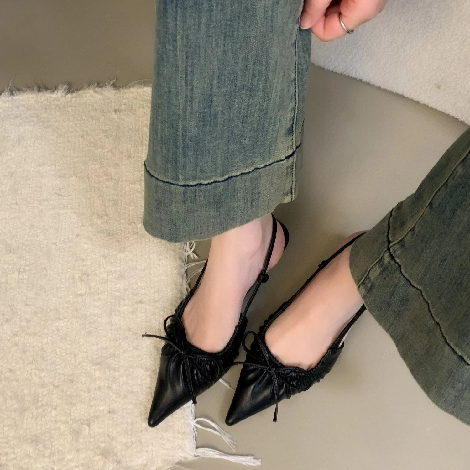 Bowtie Kitten Heel Slingbacks 3CM