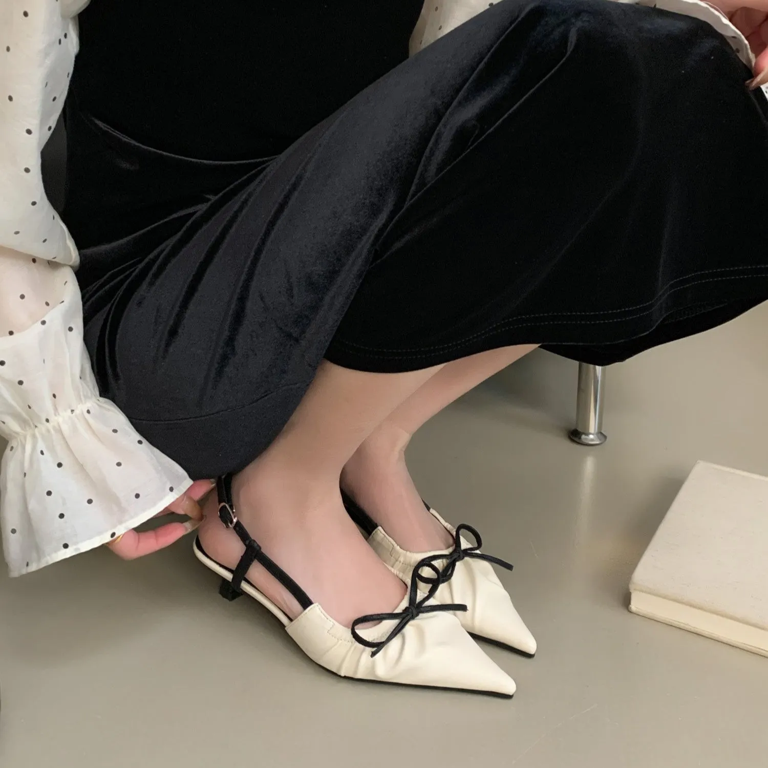Bowtie Kitten Heel Slingbacks 3CM