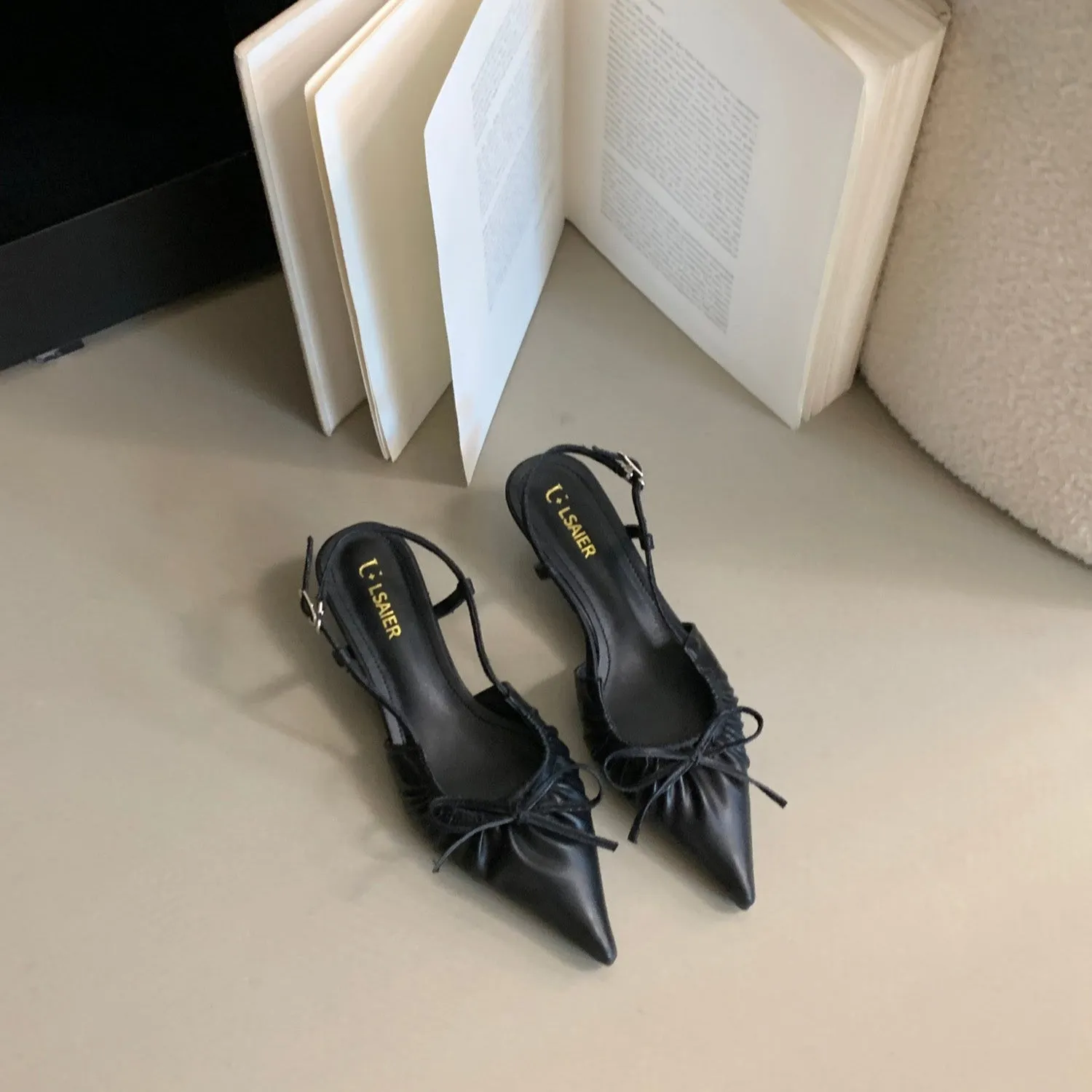 Bowtie Kitten Heel Slingbacks 3CM