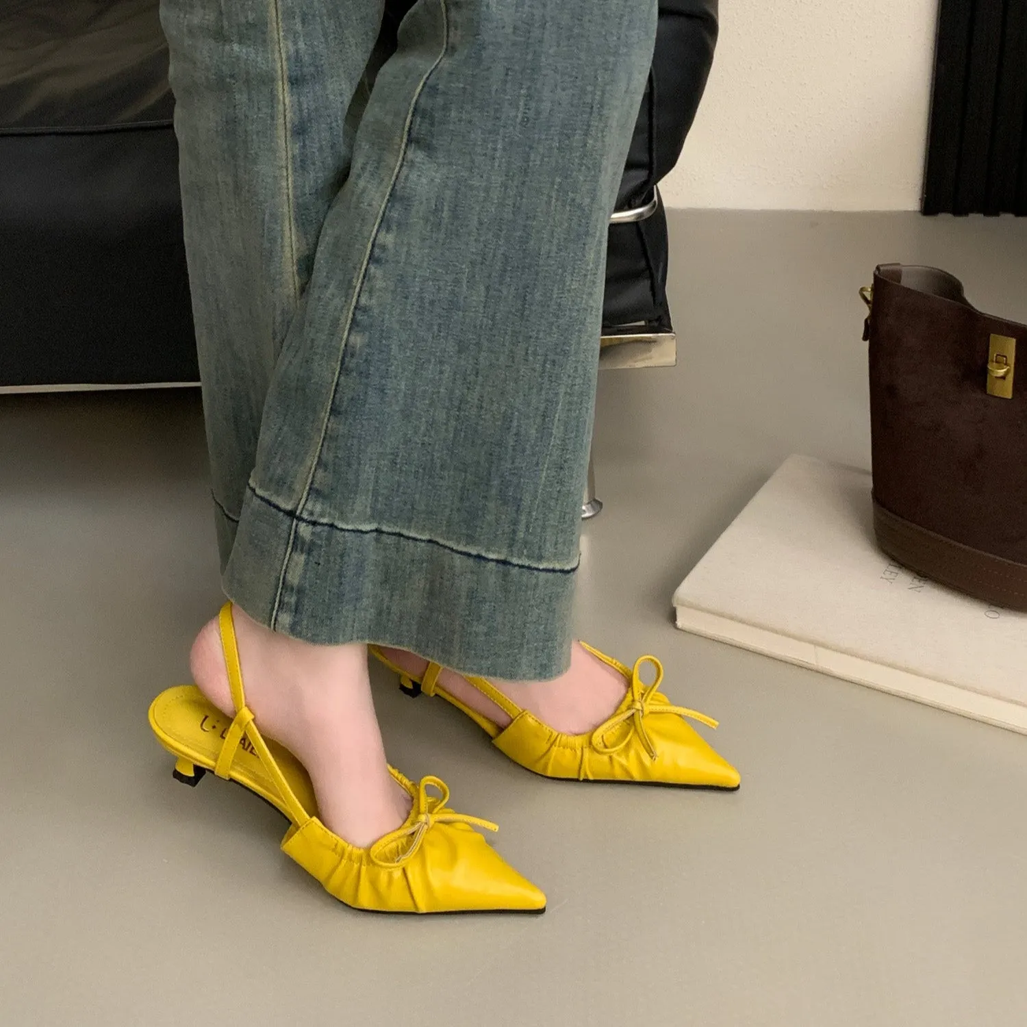 Bowtie Kitten Heel Slingbacks 3CM