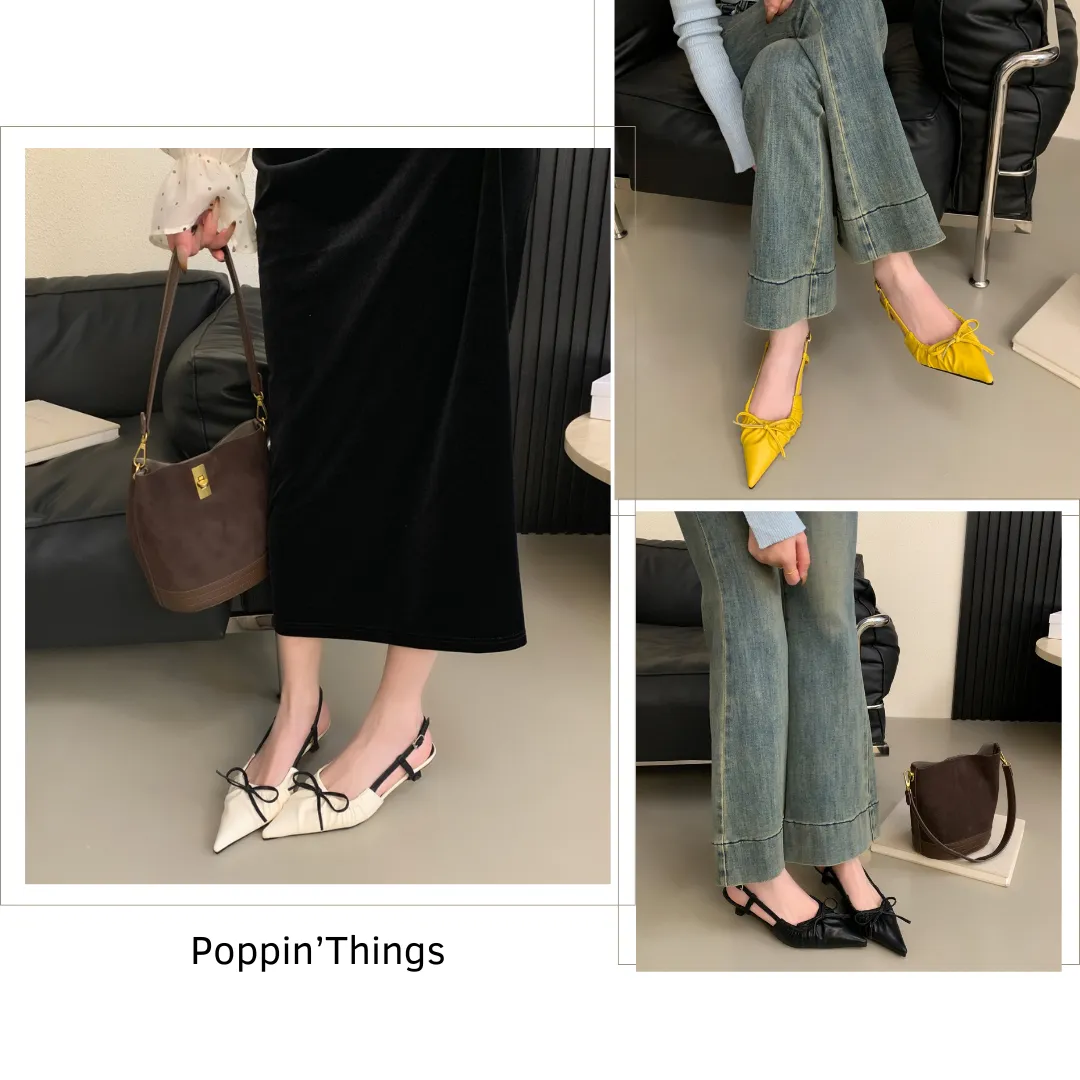 Bowtie Kitten Heel Slingbacks 3CM