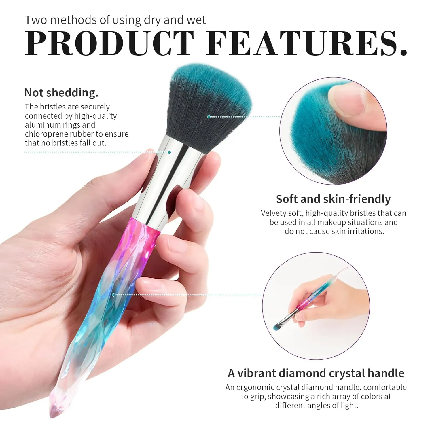 Brush set make up,Makeup Brush Set 10 Piece Essential Make-up Brushes Kit for Powder Liquid Cream Cosmetics Blending Concealer Brushes(Color:Blue)