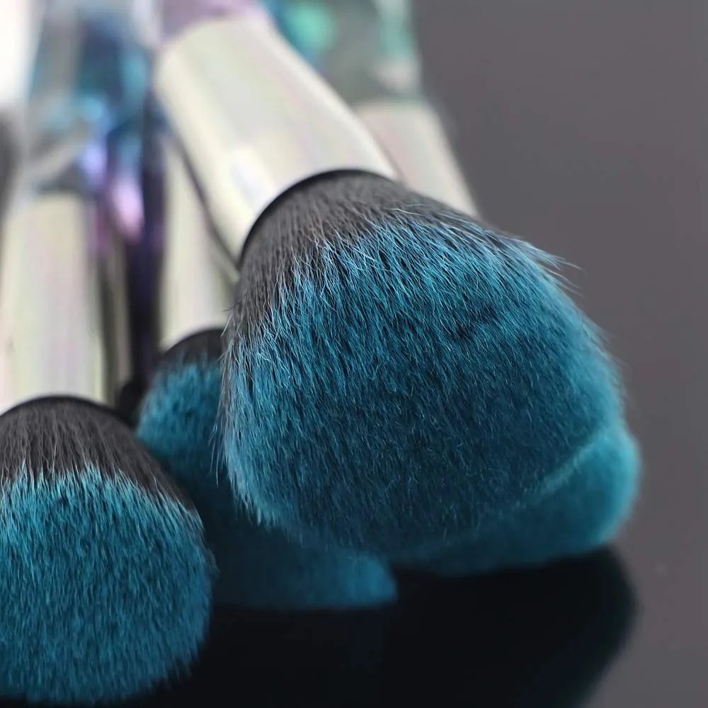 Brush set make up,Makeup Brush Set 10 Piece Essential Make-up Brushes Kit for Powder Liquid Cream Cosmetics Blending Concealer Brushes(Color:Blue)