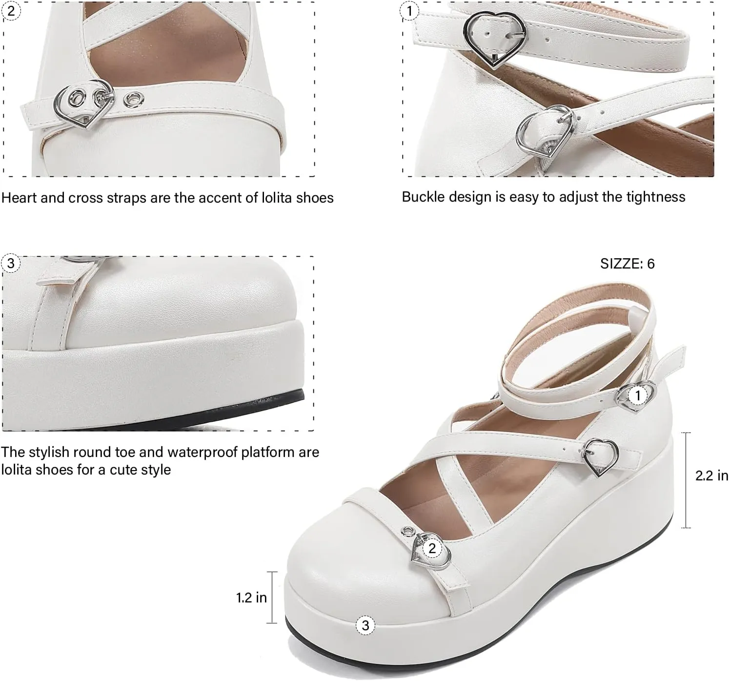 BYOMIGY Mary Jane Shoes Women Goth Platform Heels Chunky Heel Pumps with Ankle Strap Wedge Heels for Women
