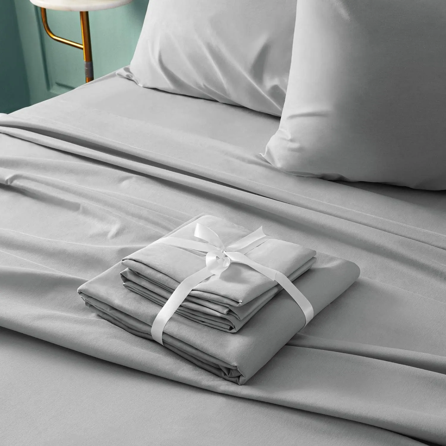 BYSURE Hotel Luxury Bed Sheets Set 6 Piece(King, Light Gray) - Super Soft 1800 Thread Count 100% Microfiber Sheets with Deep Pockets, Wrinkle & Fade Resistant