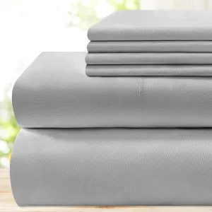 BYSURE Hotel Luxury Bed Sheets Set 6 Piece(King, Light Gray) - Super Soft 1800 Thread Count 100% Microfiber Sheets with Deep Pockets, Wrinkle & Fade Resistant