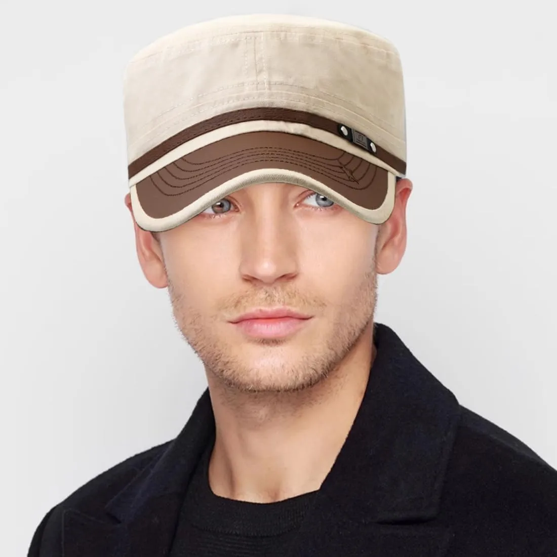 Cadet Army Cap for Men Women Twill Military Corps Hat Flat Top Cap