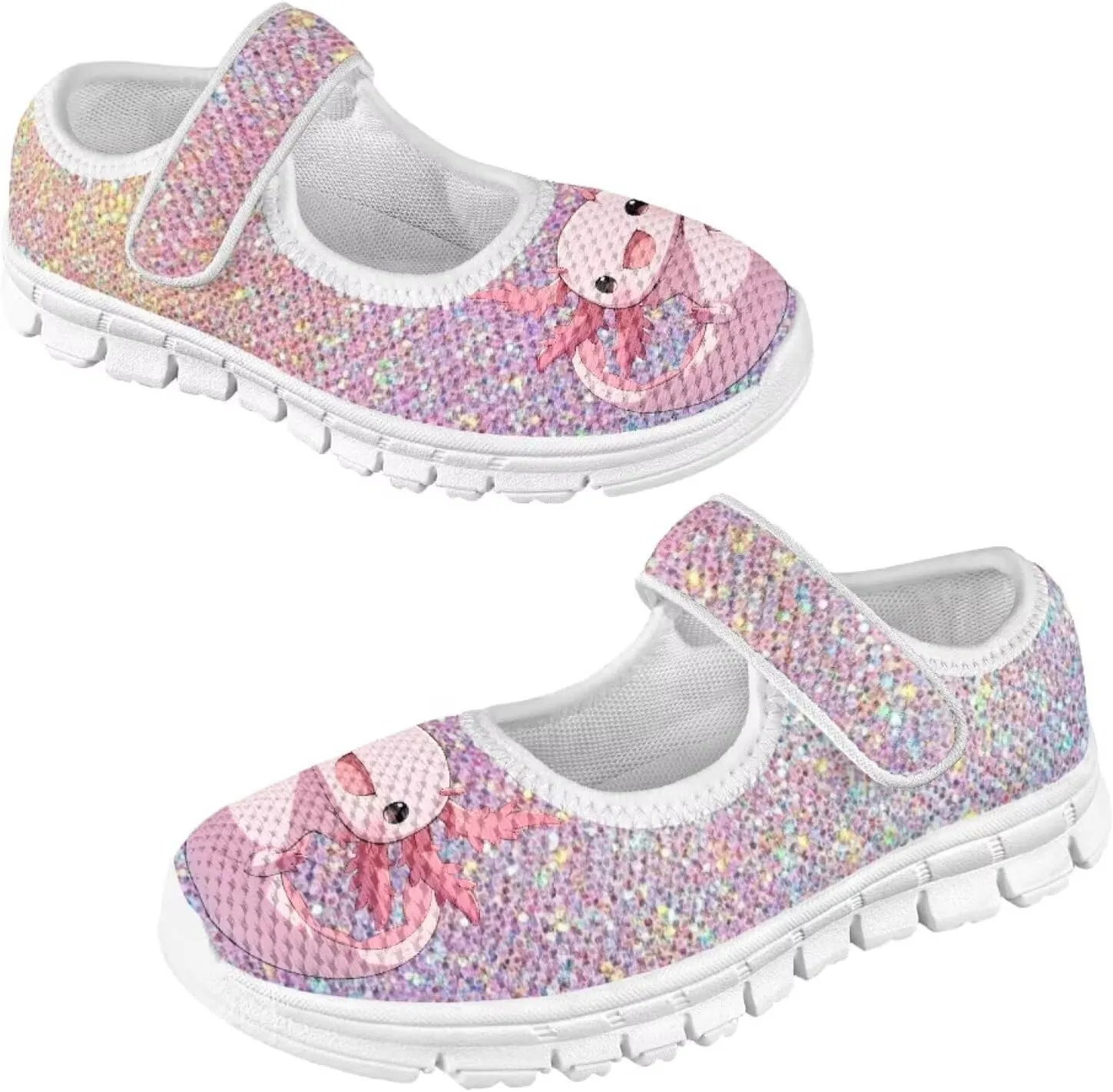 Cartoon Pink Print Girls Sneakers Mary Jane Shoes Dress Shoes for Toddler Lightweight Flat Shoes Anti-Slip School Uniform Shoes for Party,Travel