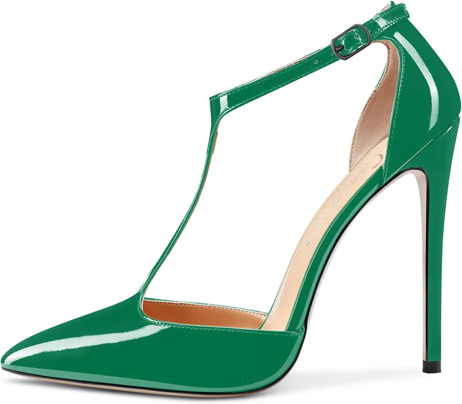Castamere Womens High Stiletto Heel Close Pointed Toe Pumps T-Strap Ankle Strap Sandals Clear Dress Wedding Shoes