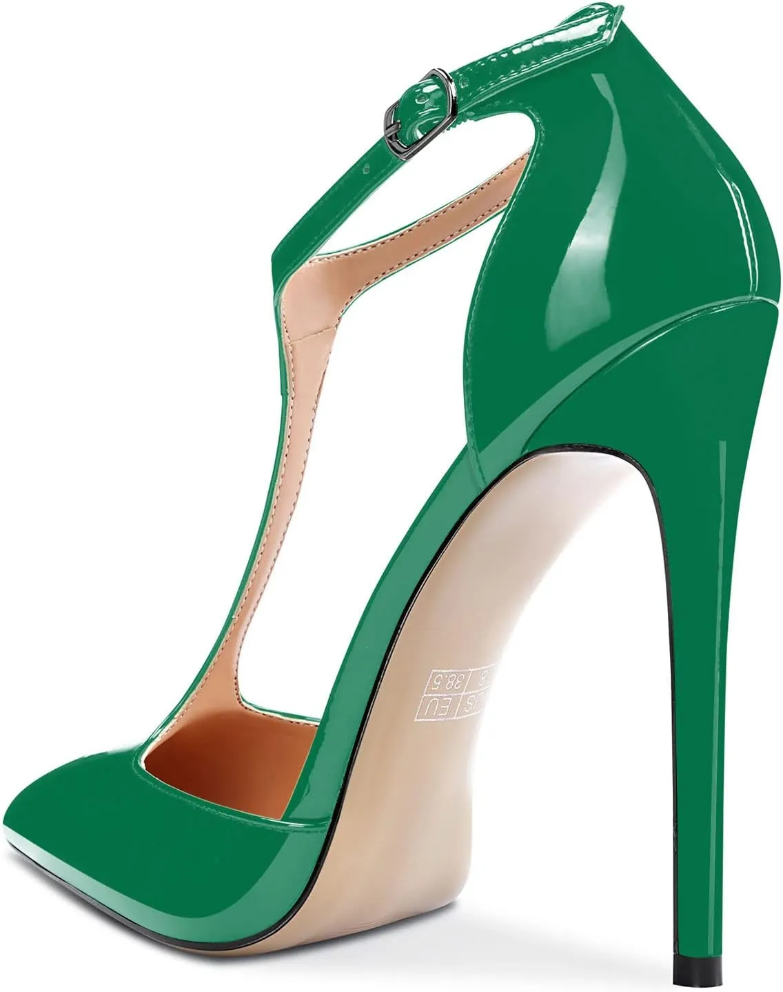 Castamere Womens High Stiletto Heel Close Pointed Toe Pumps T-Strap Ankle Strap Sandals Clear Dress Wedding Shoes