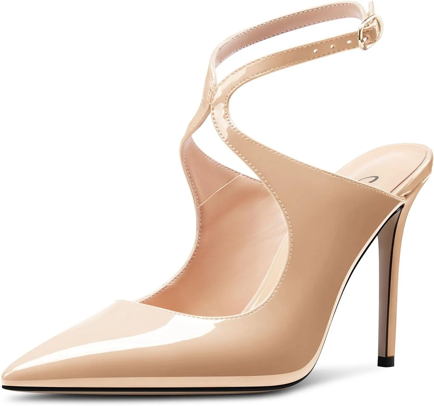 Castamere Womens Stiletto High Heel Pointed Toe Cross-Strap Ankle Strap Slingback Pumps Prom Sexy 3.9 Inches Heels