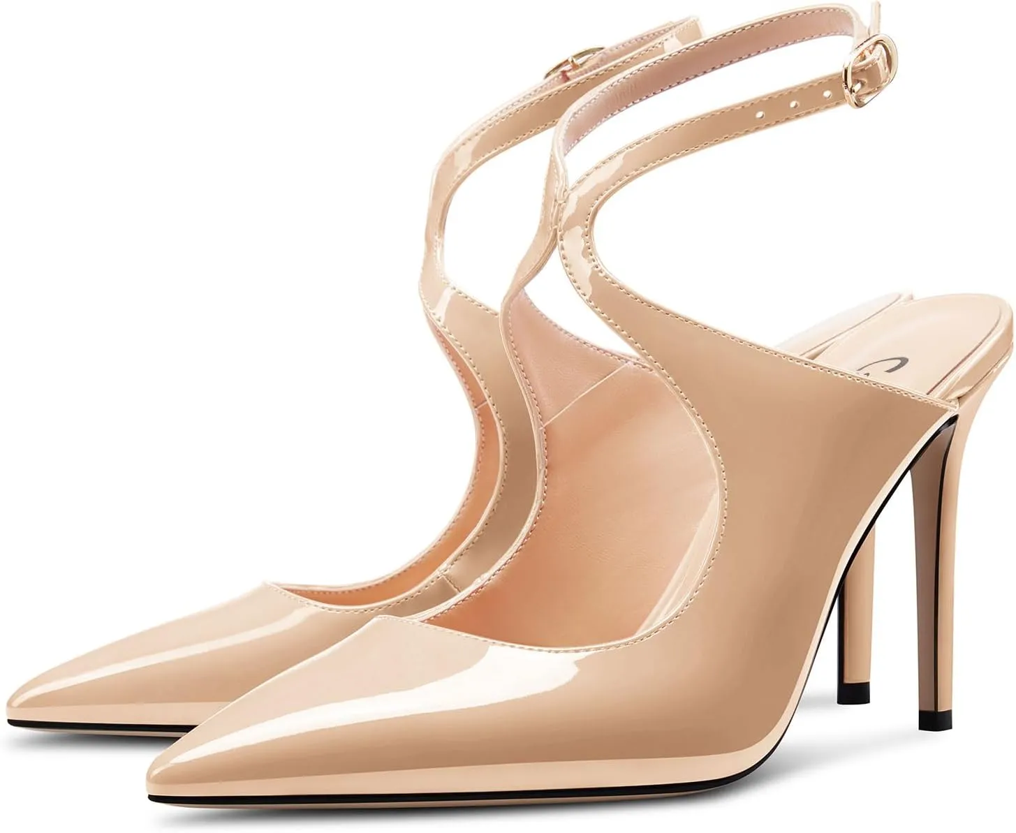 Castamere Womens Stiletto High Heel Pointed Toe Cross-Strap Ankle Strap Slingback Pumps Prom Sexy 3.9 Inches Heels