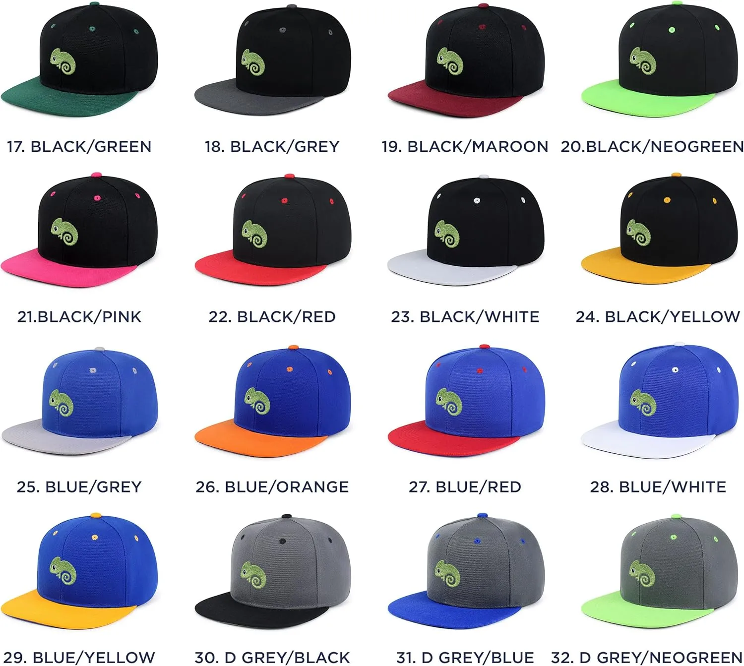 Chameleon Hip-Hop Snapback Hat Embroidered Baseball Cap Amazon Jungle
