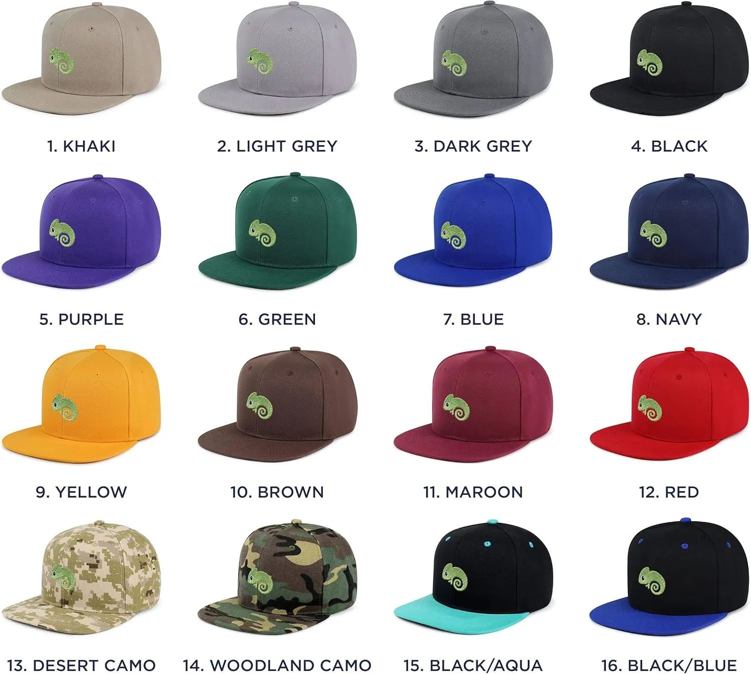 Chameleon Hip-Hop Snapback Hat Embroidered Baseball Cap Amazon Jungle