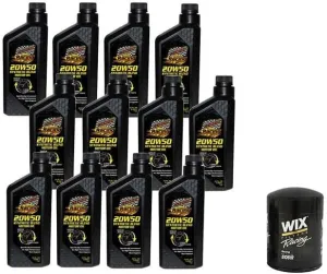Champion Racing Synthetic Engine Oil, 20W50,12 Quart & Wix Filter