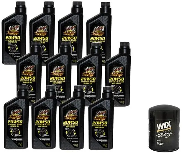 Champion Racing Synthetic Engine Oil, 20W50,12 Quart & Wix Filter