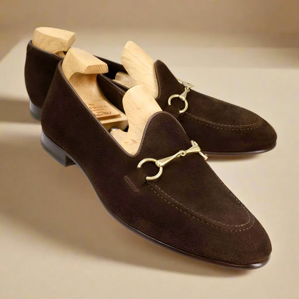 Chester Dark Brown Suede Horsebit Loafer