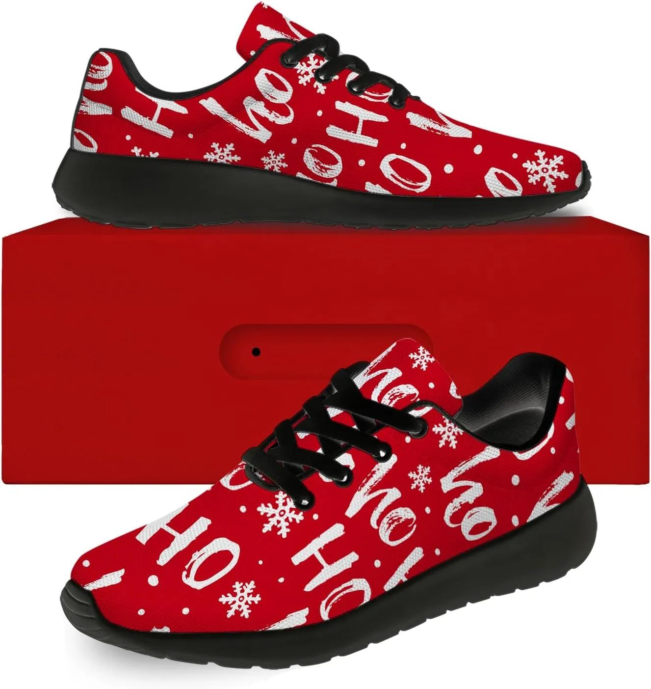 Christmas Shoes Womens Mens Tennis Running Walking Shoes Personalized 3D Print Sneakers Gifts for Men Women