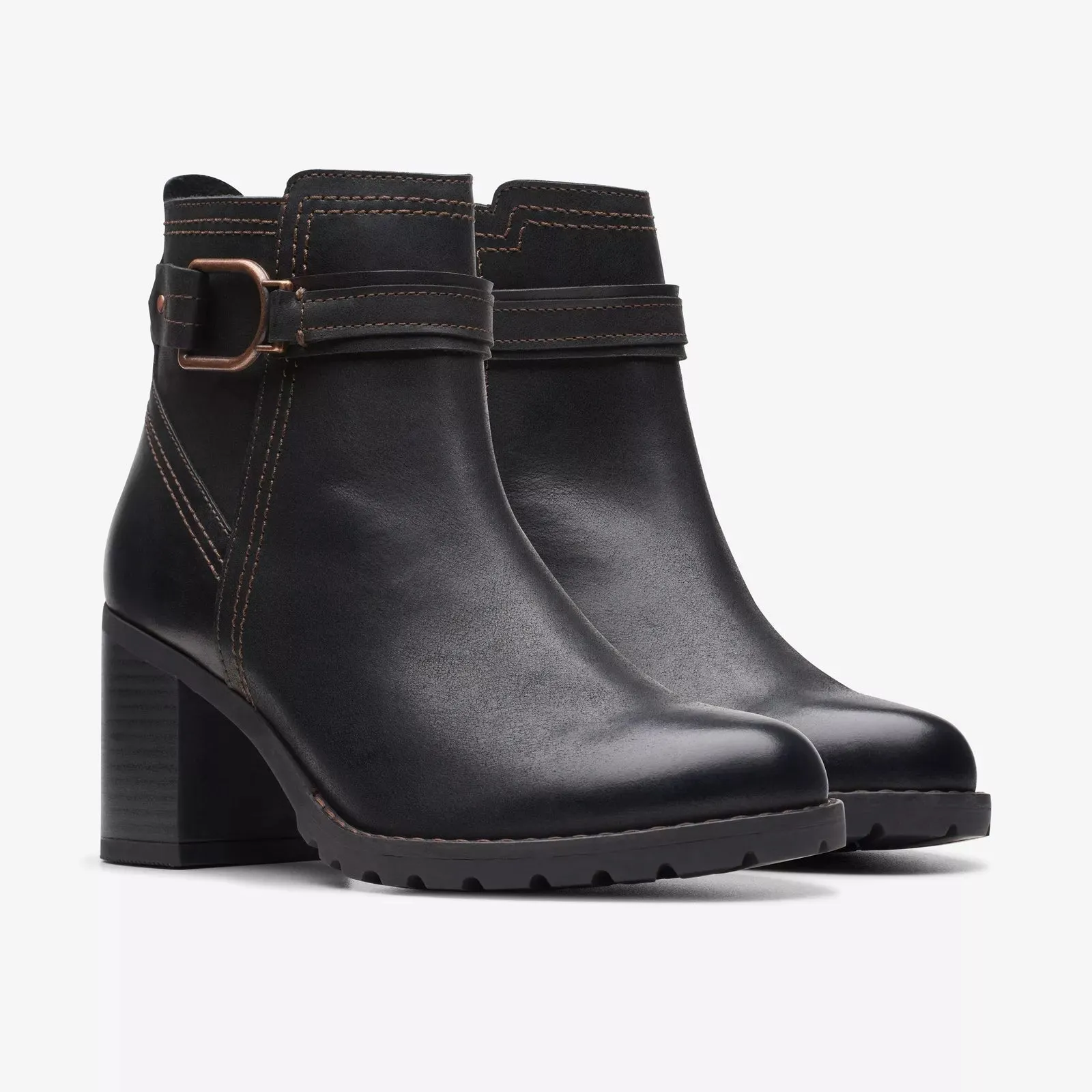 Clarks Women's Leda Strap Black Leather 26174959
