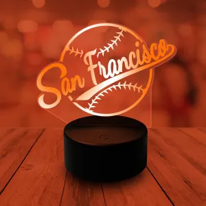 CLORURBANLIVE 3D Baseball San Francisco Night Light 3D Illusion Lamp for Boys Gift 16 Changing Color Remote Control Kids Room Ball Decor Lighting (San Francisco Multicoloured)