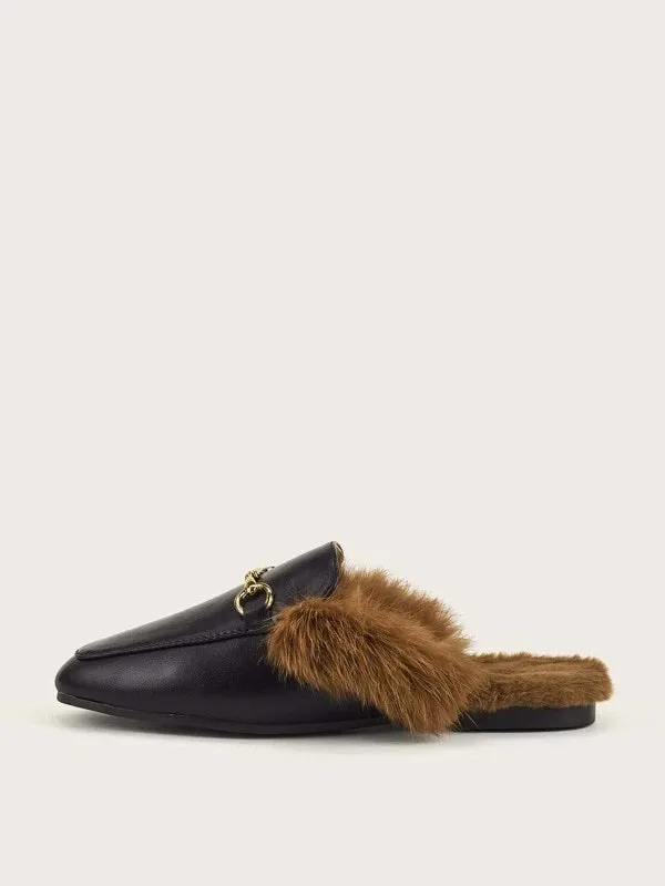 CM-SHS013708 Women Trendy Seoul Style Horsebit Decor Wide Fit Loafer Mules