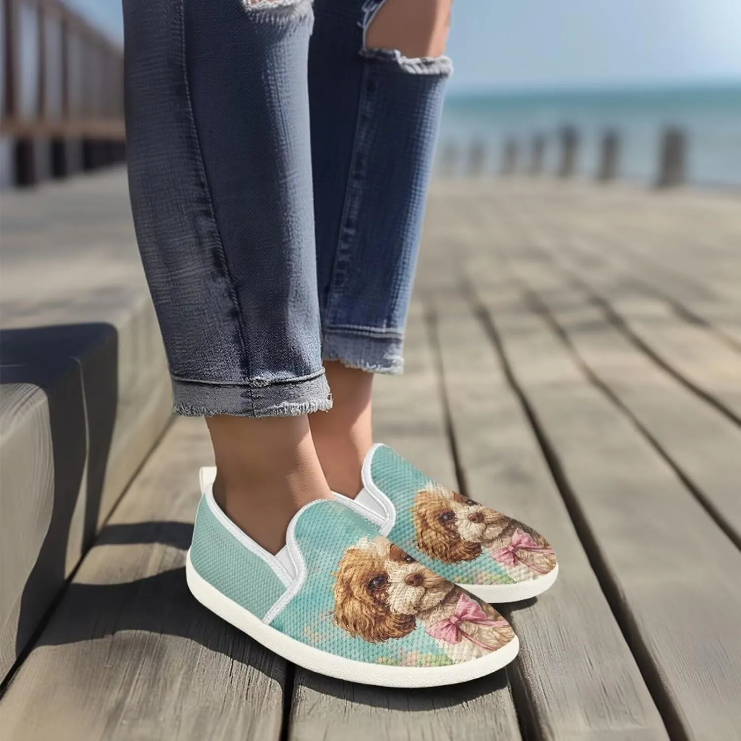 Coloranimal Womens Flats Slip On Shoes Fashion Sneakers Loafers for Women Travel Shoes Lightweight Walking Shoes Casual Flats Running Shoes
