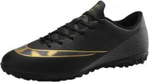 Competitive Unisex Soccer Shoes Men Women Indoor Outdoor Football Boots Athletic Turf Team Cleat Running Sports Lightweight Breathable Anti-Skid Damping Shoes Black