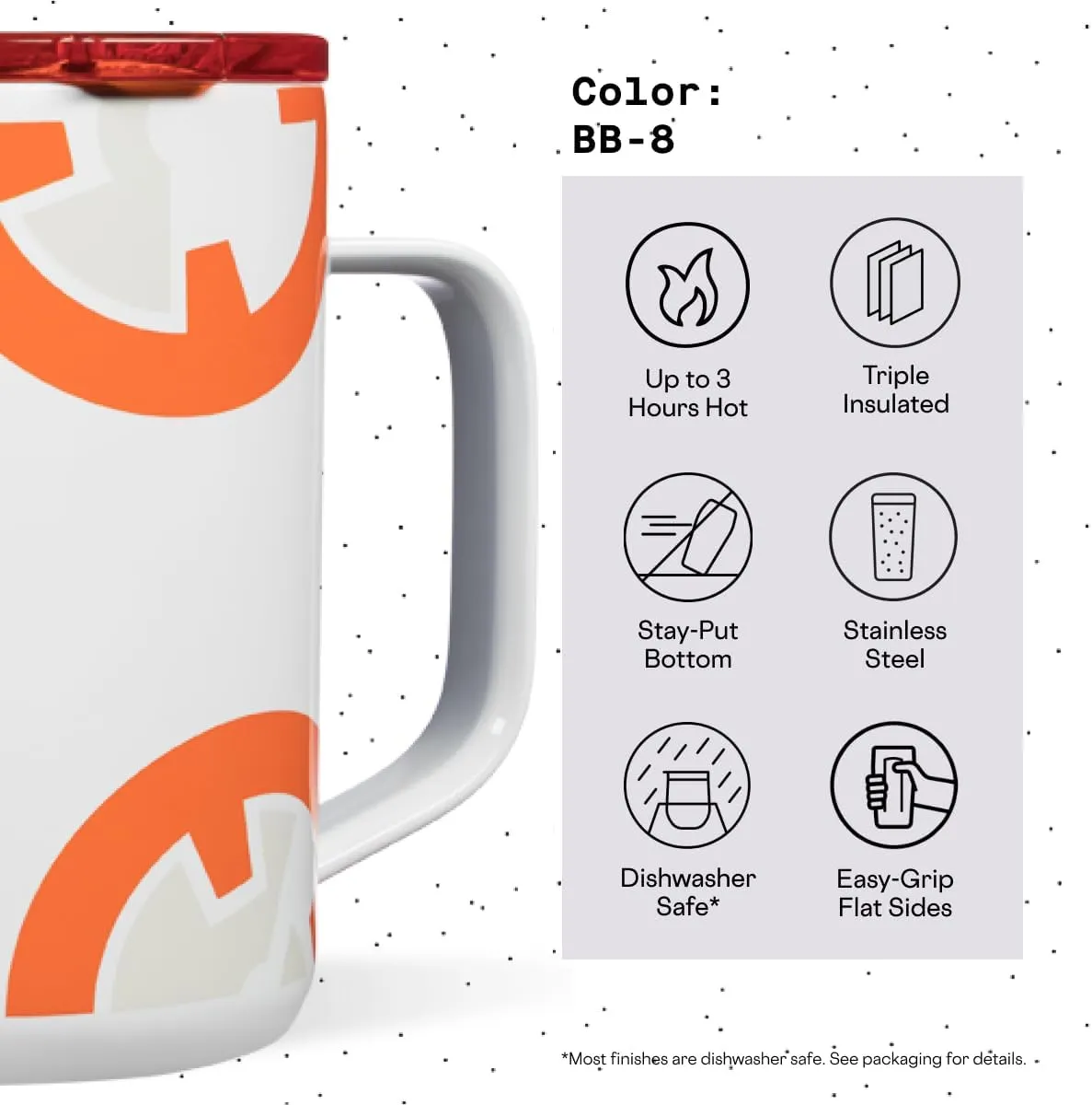 Corkcicle Coffee Mug - Triple-Insulated Stainless Steel Cup with Handle, 16 oz, Star Wars - BB-8