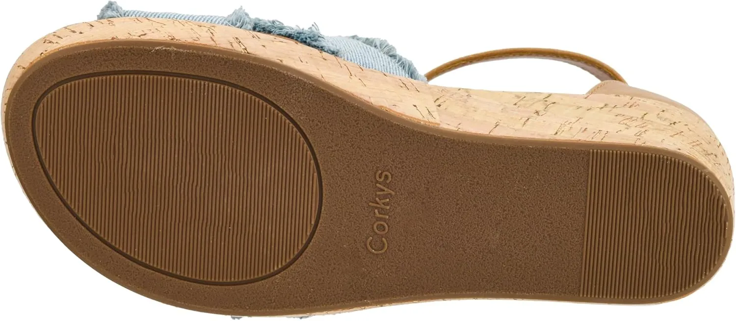 Corkys Footwear Women's Rom Com 2.5 Inch Sandal Wedge - Comfortable Cushioned Footbed, Trendy, with Adjustable Hook and Loop Strap for All-Day Wear, Versatile Style
