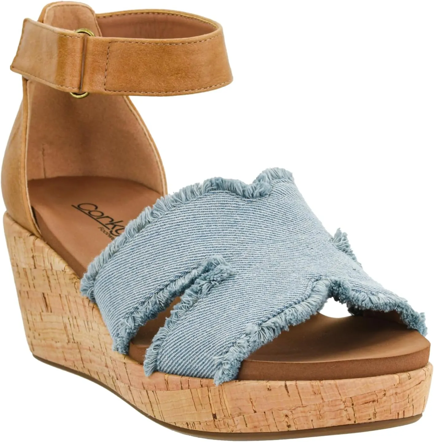 Corkys Footwear Women's Rom Com 2.5 Inch Sandal Wedge - Comfortable Cushioned Footbed, Trendy, with Adjustable Hook and Loop Strap for All-Day Wear, Versatile Style