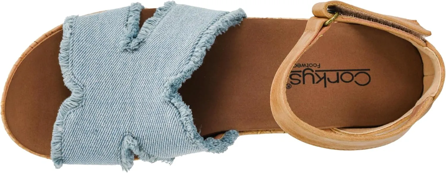 Corkys Footwear Women's Rom Com 2.5 Inch Sandal Wedge - Comfortable Cushioned Footbed, Trendy, with Adjustable Hook and Loop Strap for All-Day Wear, Versatile Style
