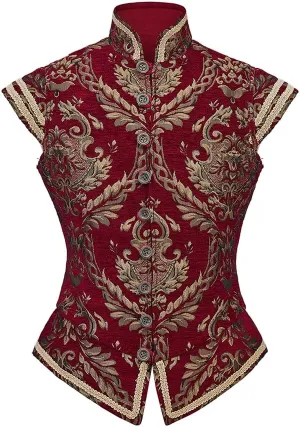 CosplayDiy Mens Tudor Vest Victorian Suit Vest Tudor Jerkin Gothic Steampunk Waistcoat
