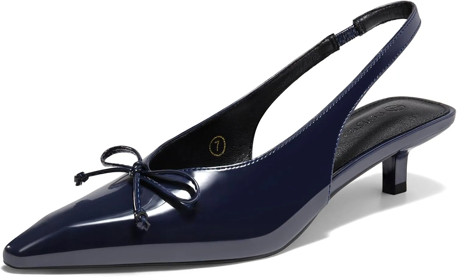 Coutgo Womens Slingback Kitten Low Heels Dress Shoes Closed Pointed Toe Bow Tie Slip on Office Work Pumps