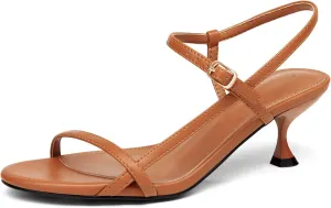 Coutgo Womens Strappy Heeled Sandals Kitten Low Heel Open Toe Ankle Strap Party Wedding Dress Shoes
