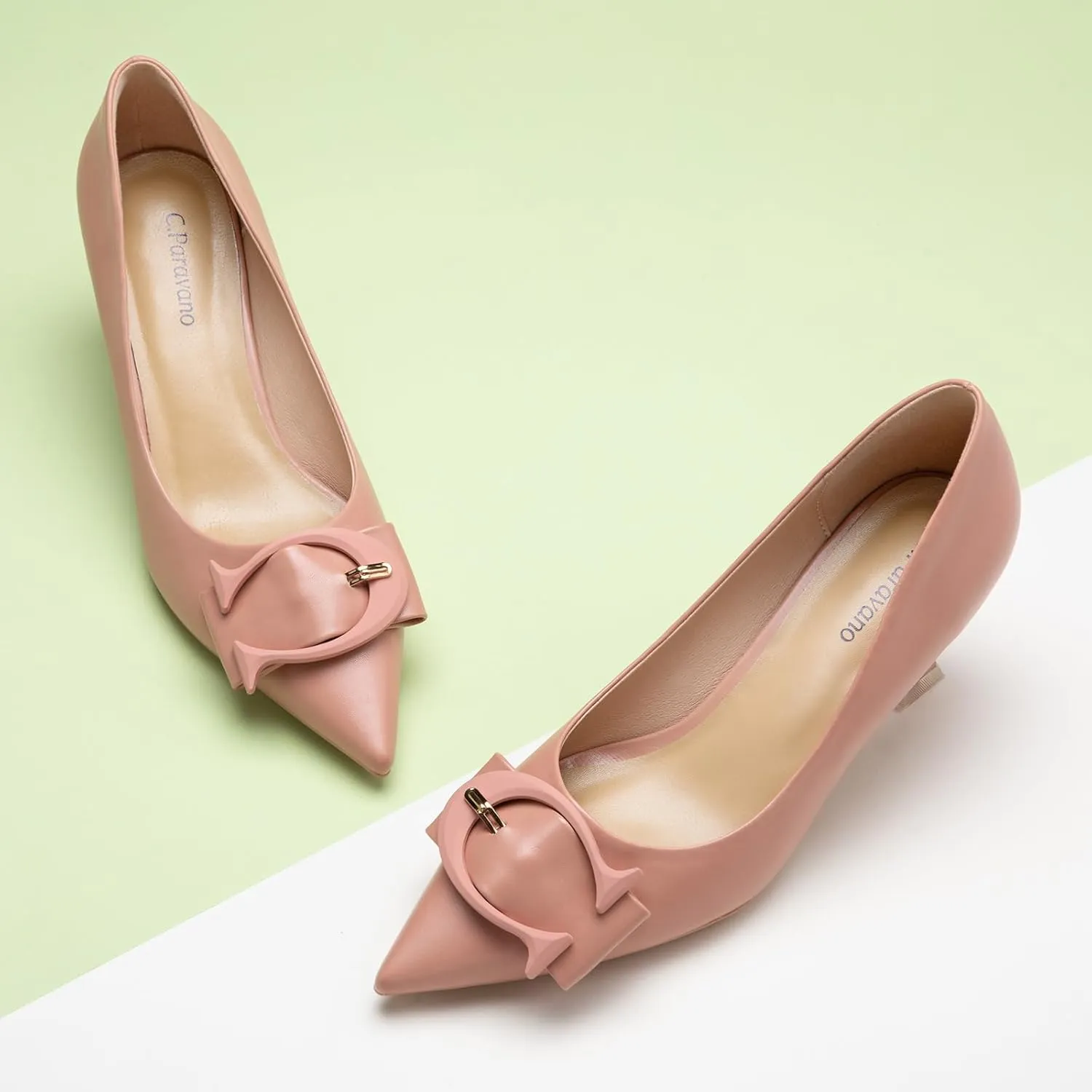 C.Paravano Women's Pumps | Low Heel Designer Shoes | Kitten Heels Womens Short Heels | Leather Pumps