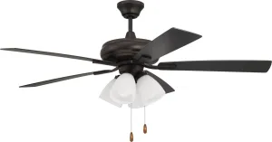 Craftmade ECF114ESP5-ESPWLN Eos Frost Light 52" Ceiling Fan with LED Lights & Pull Chain, Espresso