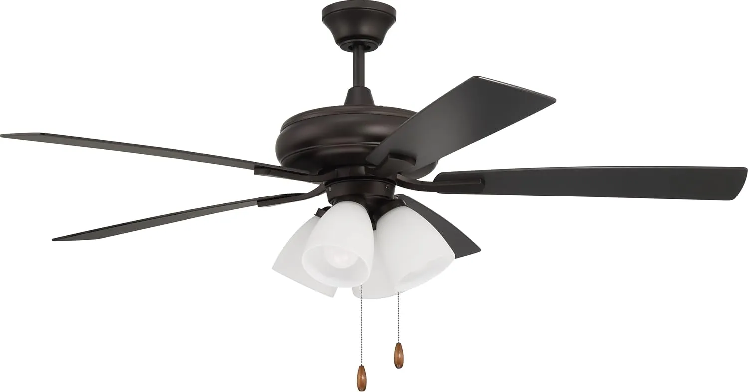 Craftmade ECF114ESP5-ESPWLN Eos Frost Light 52" Ceiling Fan with LED Lights & Pull Chain, Espresso