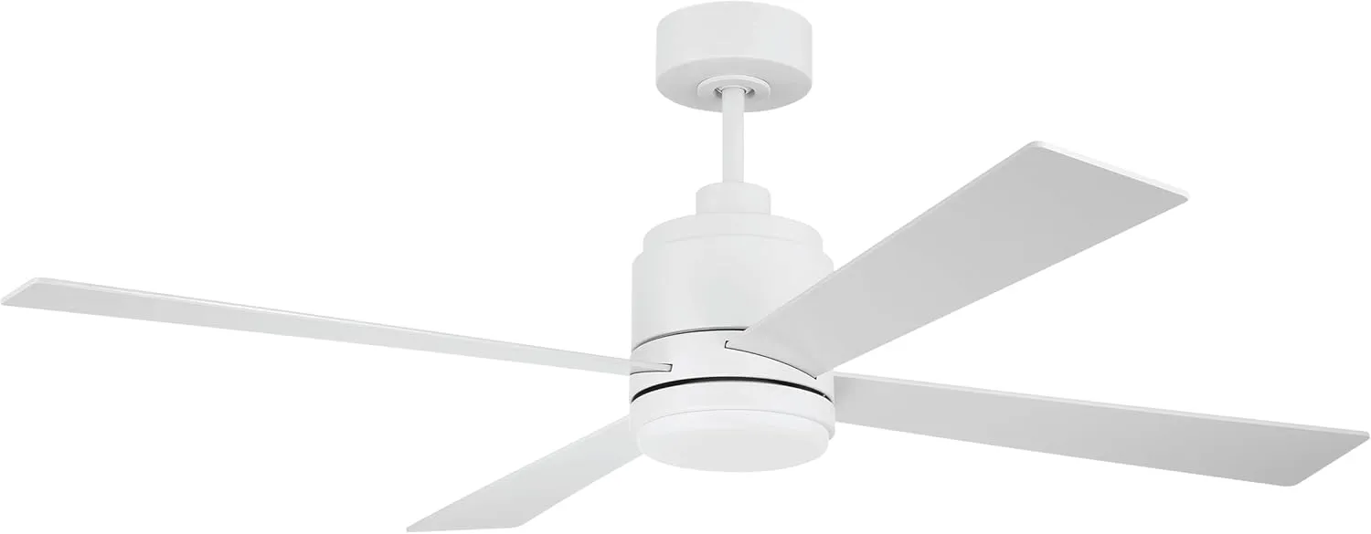 Craftmade McCoy 4-Blade 52" White Finish Ceiling Fan with Optional LED Light Kit & Hard Wired, 4 Speed Control Included