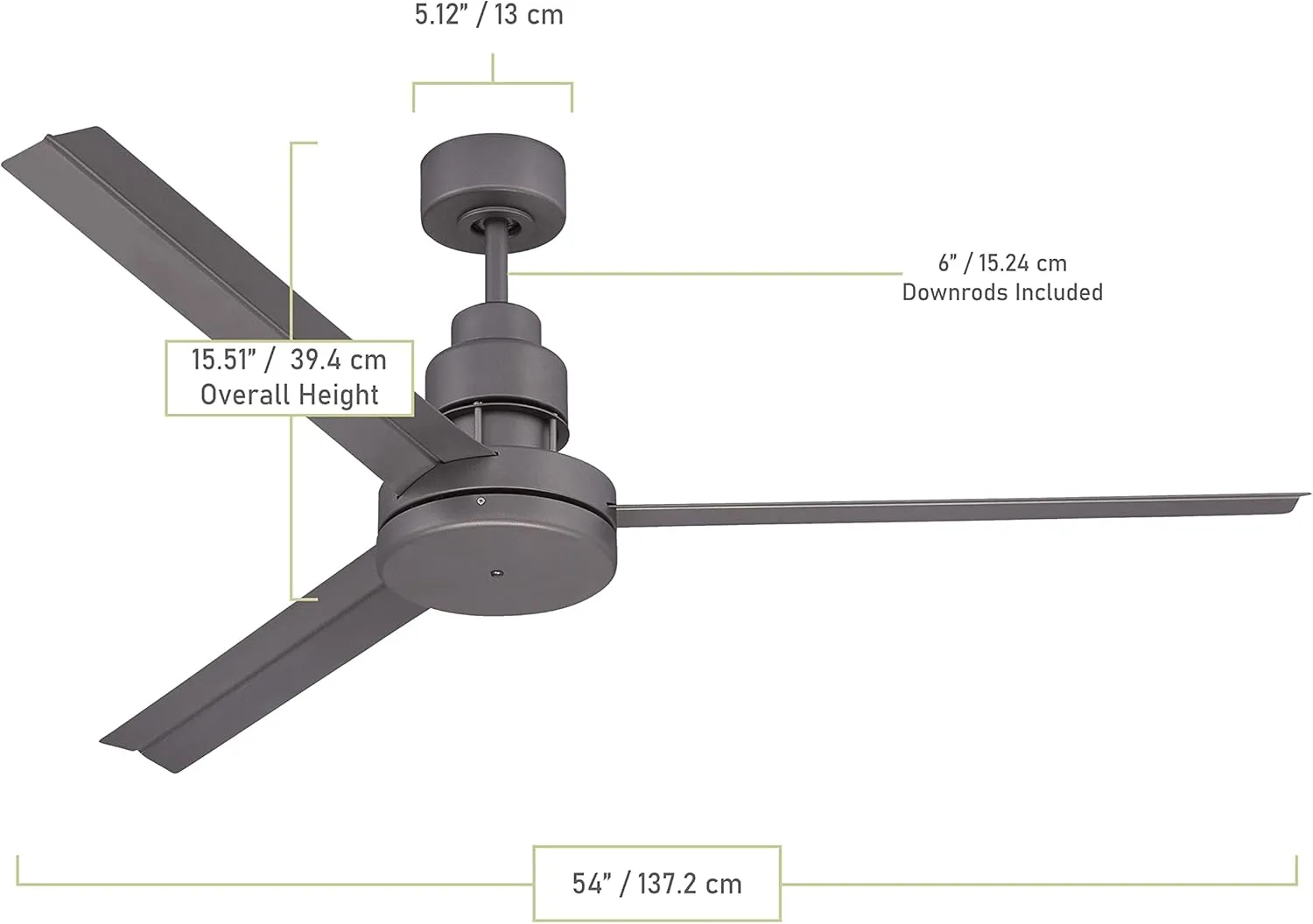 Craftmade MND54ESP3 Mondo Indoor/Outdoor Damp Locations 54" Ceiling Fan with Remote, 3 Metal Aluminum Blades, Industrial Fan for Patio, Espresso