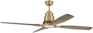 Craftmade RIC60BSB4 Ricasso Art Deco 60" Indoor Ceiling Fan with LED Light Kit and Remote, 4 Walnut Blades, Satin Brass