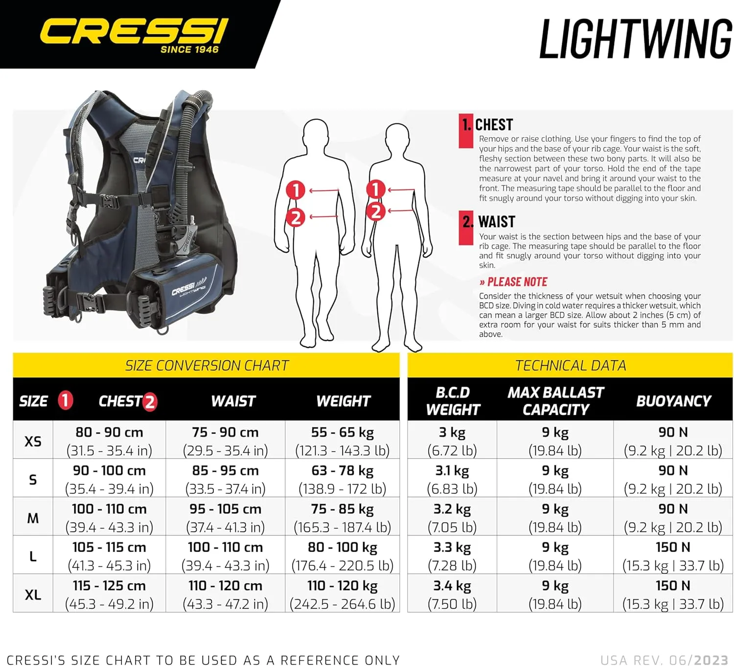 Cressi Travel-Friendly Light Back Inflation BCD for Scuba Diving - Lightwing : Made in Europe