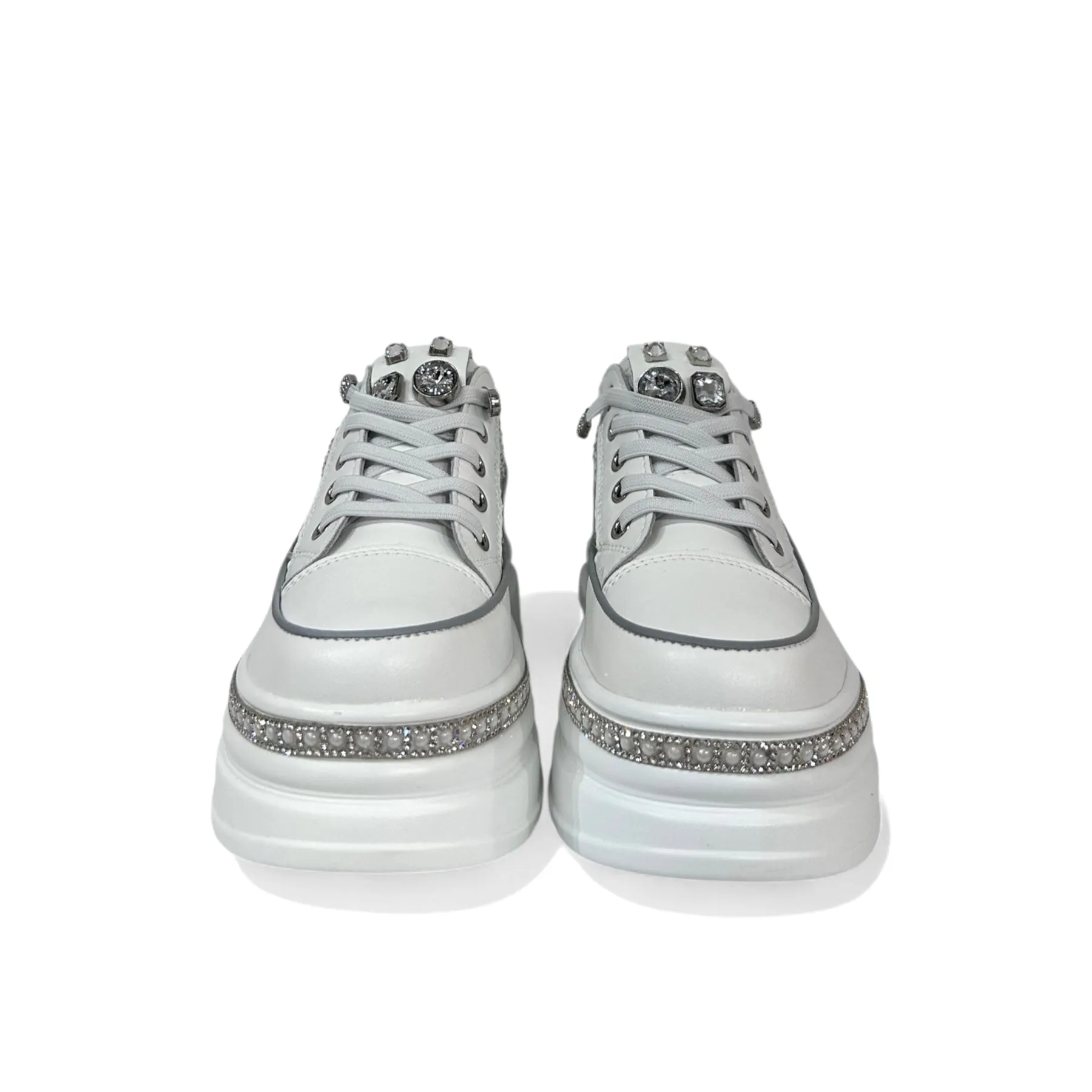 Crystal-Studded Slip-On Platform Sneakers