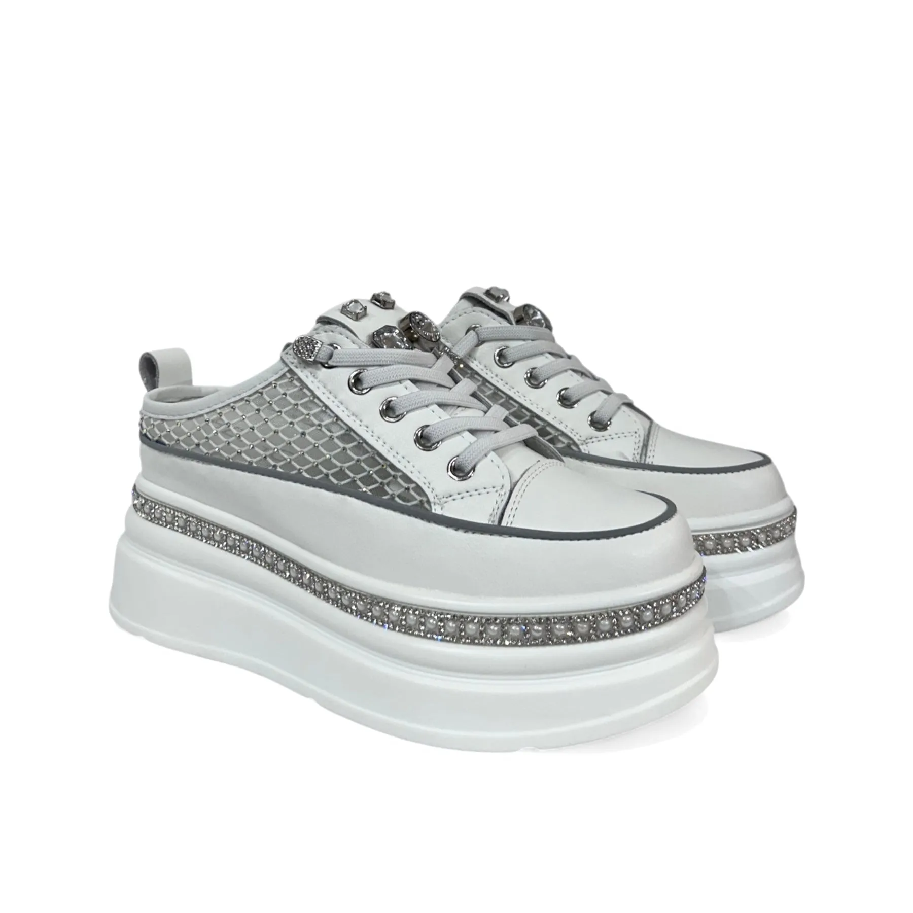 Crystal-Studded Slip-On Platform Sneakers
