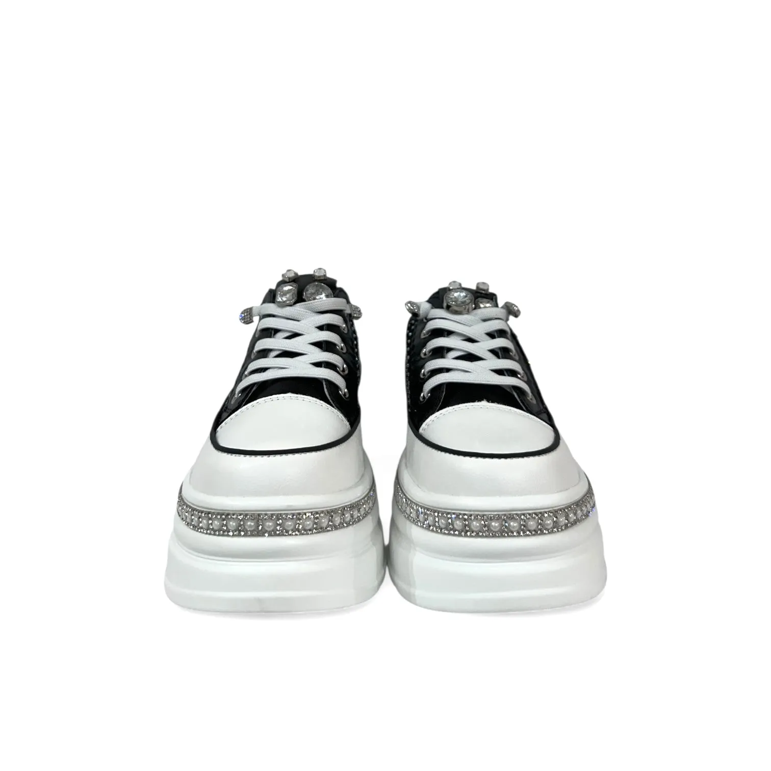 Crystal-Studded Slip-On Platform Sneakers