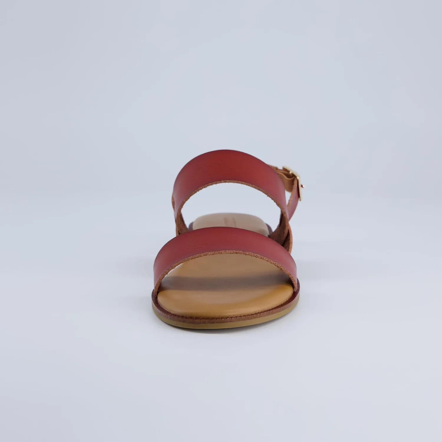 CUSHIONAIRE Lima Women’s Two-Strap Sandal – Faux Leather Flat with Adjustable Ankle Strap & Cushioned Footbed