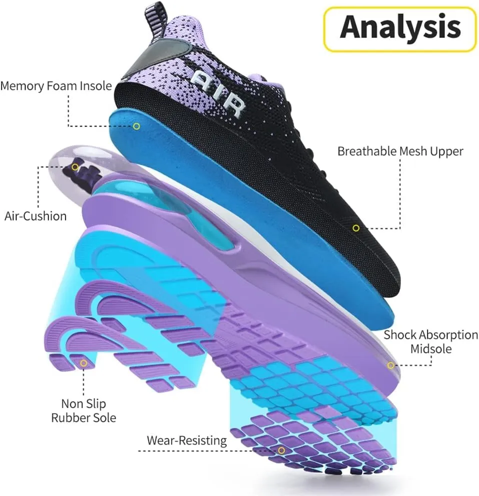 Dannto Women's Lightweight Walking Sneakers Air Cushion Tennis Athletic Running Fashion Sport Shoes for Girls