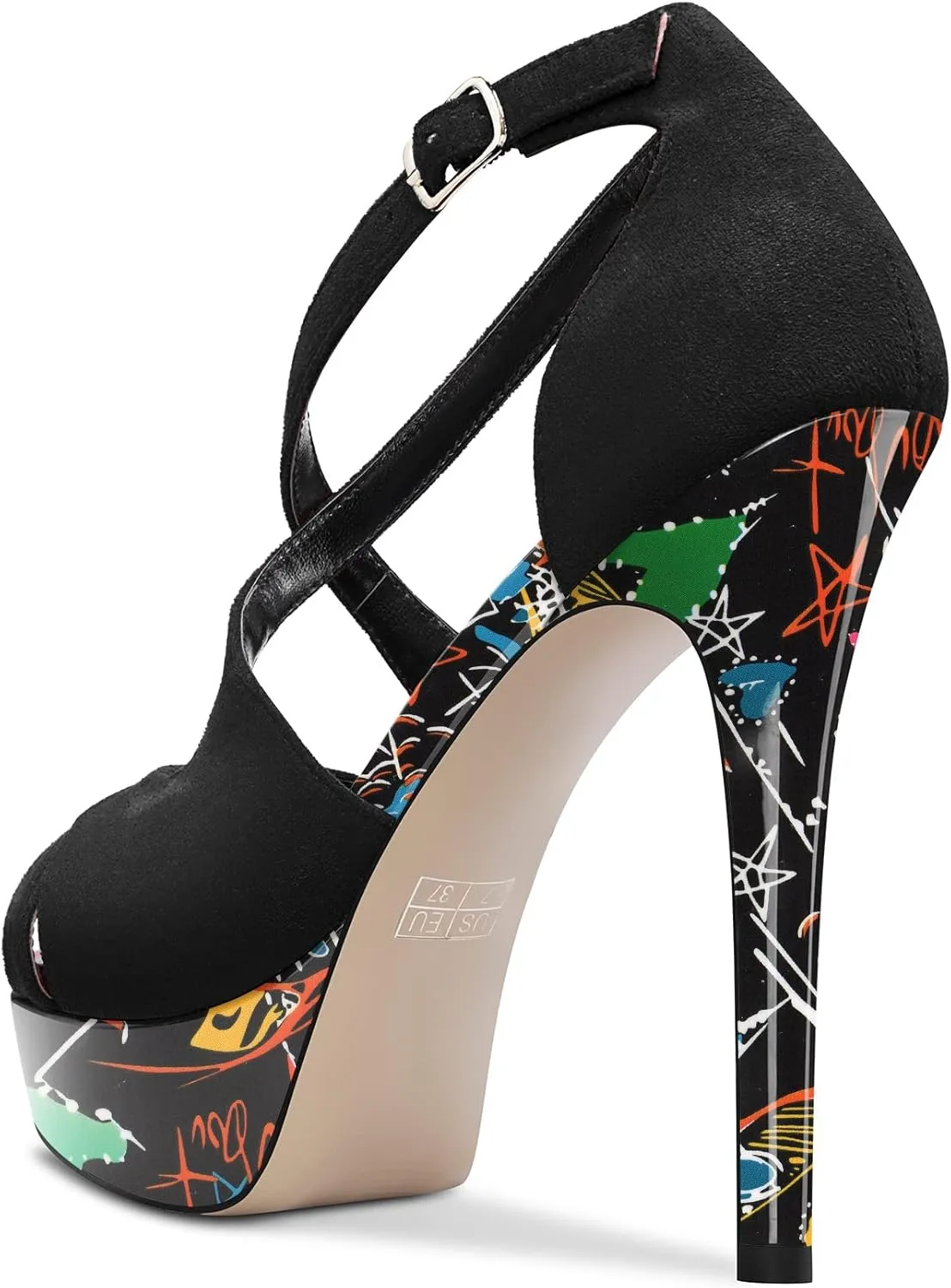 DearOnly Women Platform Stiletto High Heel Peep Open Toe Pumps Cross-Strap Ankle Strap Wedding Cute Shoes